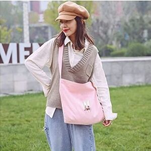 BTS Merch Tote Bag Pink Canvas KPOP Logo Floral Adjustable Cross Body Hobo Bag